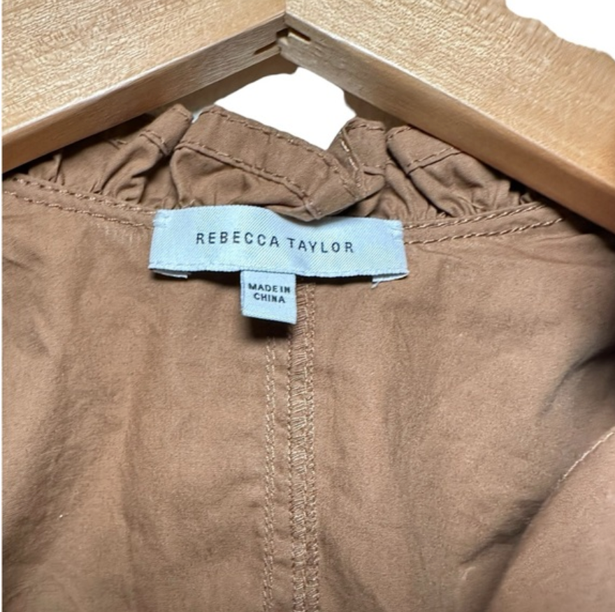 Brown Poplin Pullover Blouse (Size X-Small) image 2