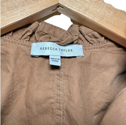 Brown Poplin Pullover Blouse (Size X-Small) image 2