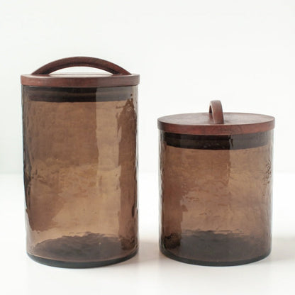 Large Hammered Glass Canister | Smoke