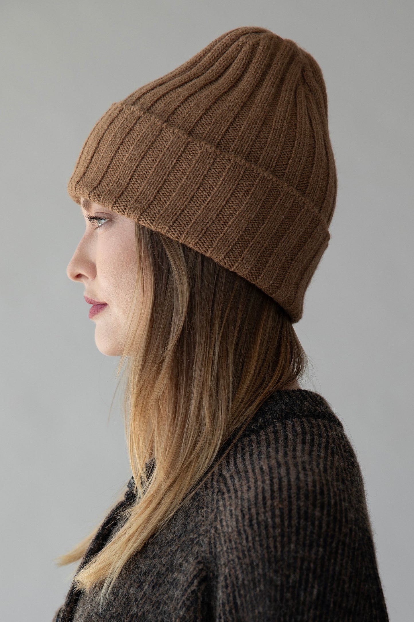 Ribbed Baby Alpaca Beanie | Camel