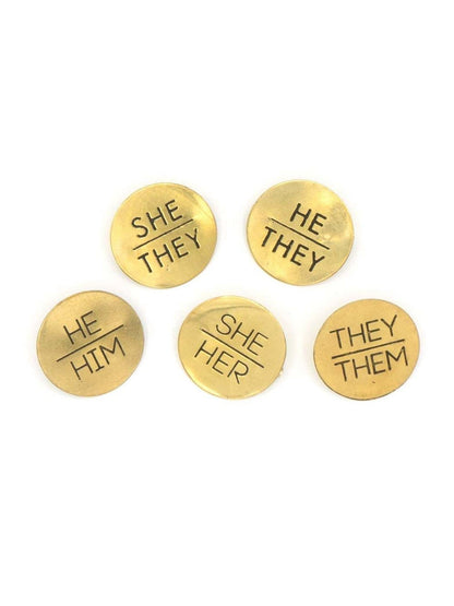 Brass Pronoun Pins