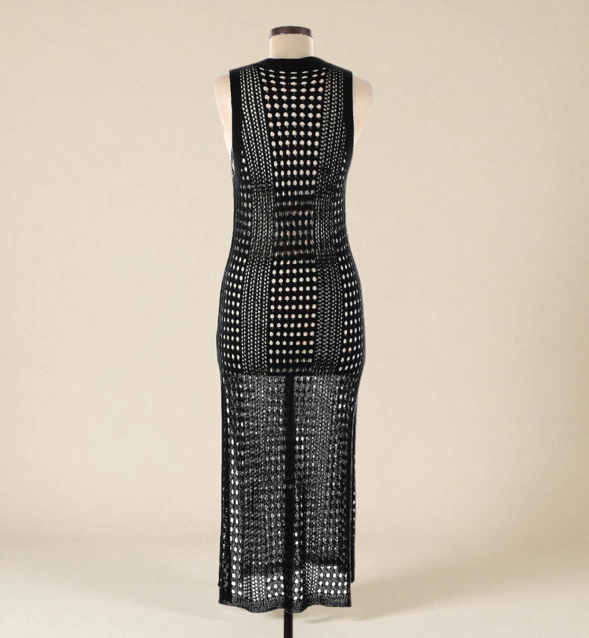 Sleeveless Black Crochet Midi Dress (One Size) image 1