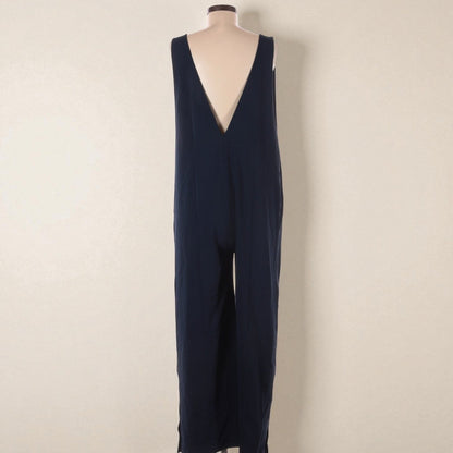 Navy Deep Plunge Wide Leg Jumpsuit (Size Medium) image 1