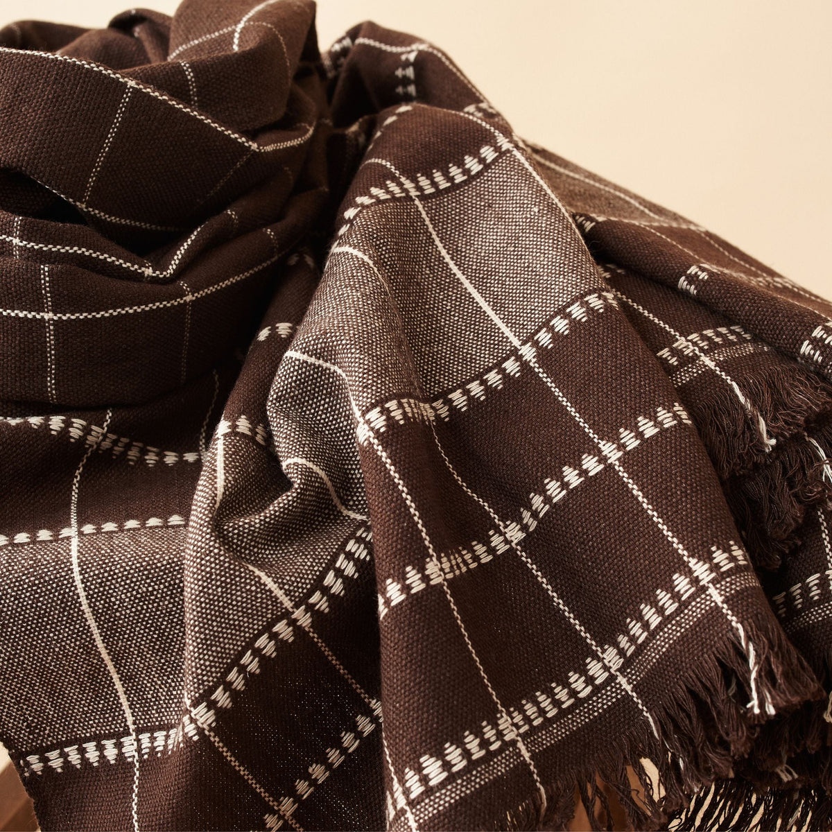 Treacle Checks Pattern Organic Cotton Handloom Throw