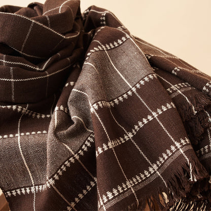 Treacle Checks Pattern Organic Cotton Handloom Throw