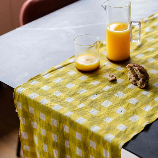 Yellow Cross Hatch Table Runner