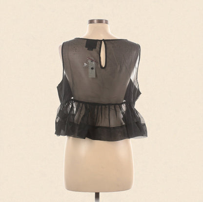 Sleeveless Black Sheer Peplum Top (Size Large) image 1
