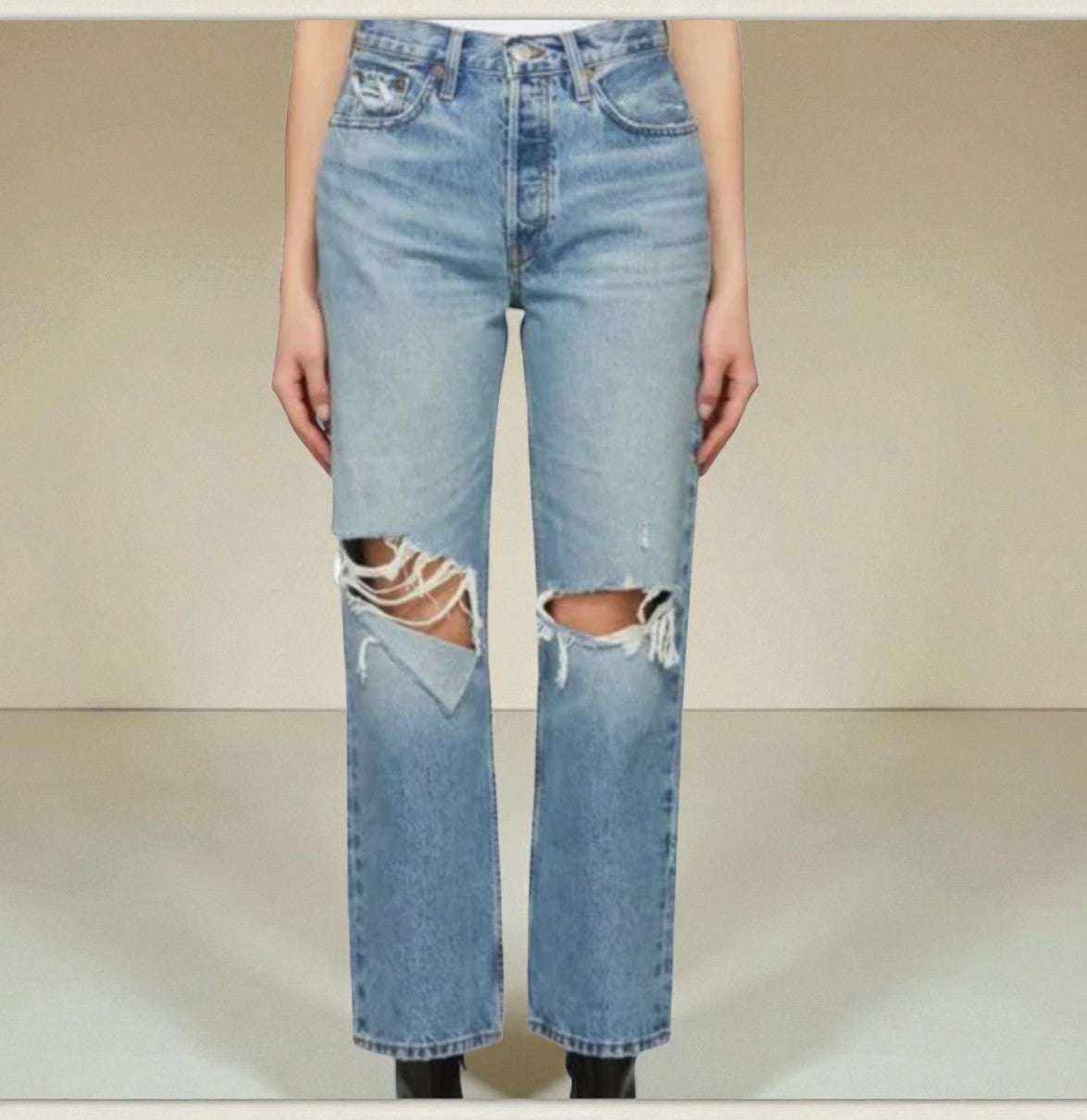 RE/DONE 90s Crop Low Slung Jeans Medium Wash (Size 26) image 2