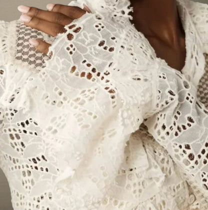 Embroidered Lace Cropped Blouse (Size Small) image 3