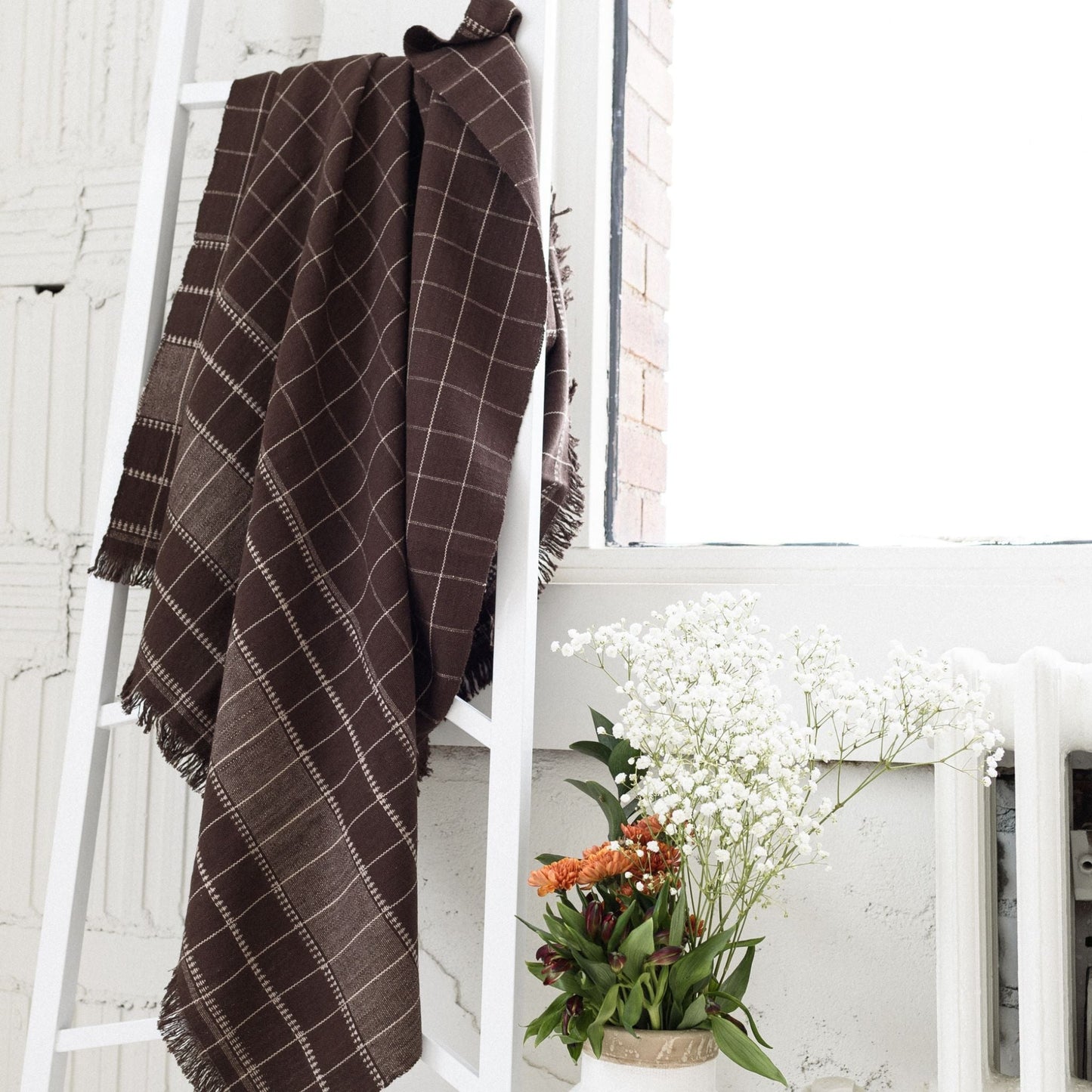 Treacle Checks Pattern Organic Cotton Handloom Throw