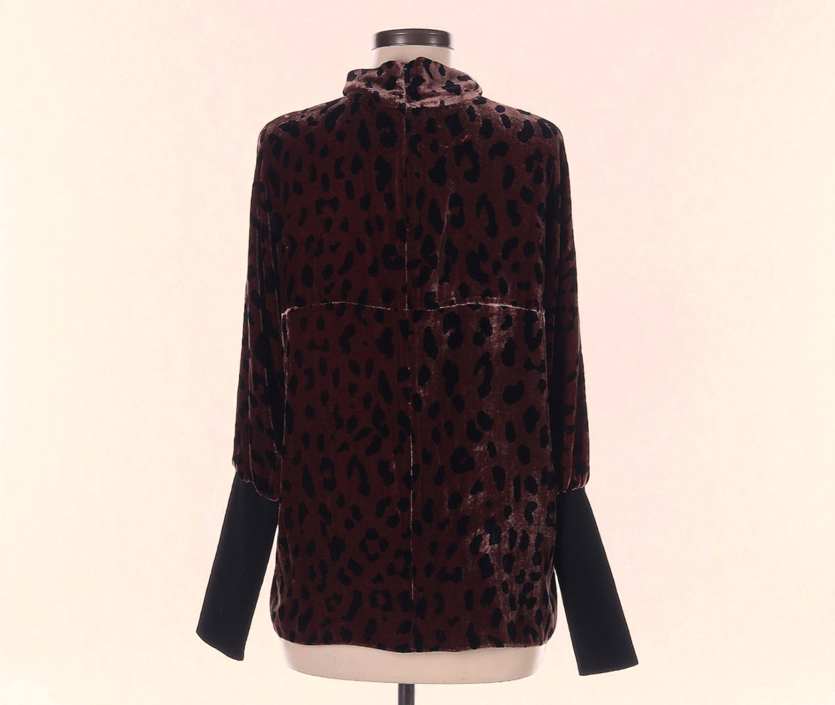 Long Sleeve Animal Print Velvet Blouse (Size Medium) image 1