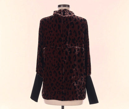 Long Sleeve Animal Print Velvet Blouse (Size Medium) image 1