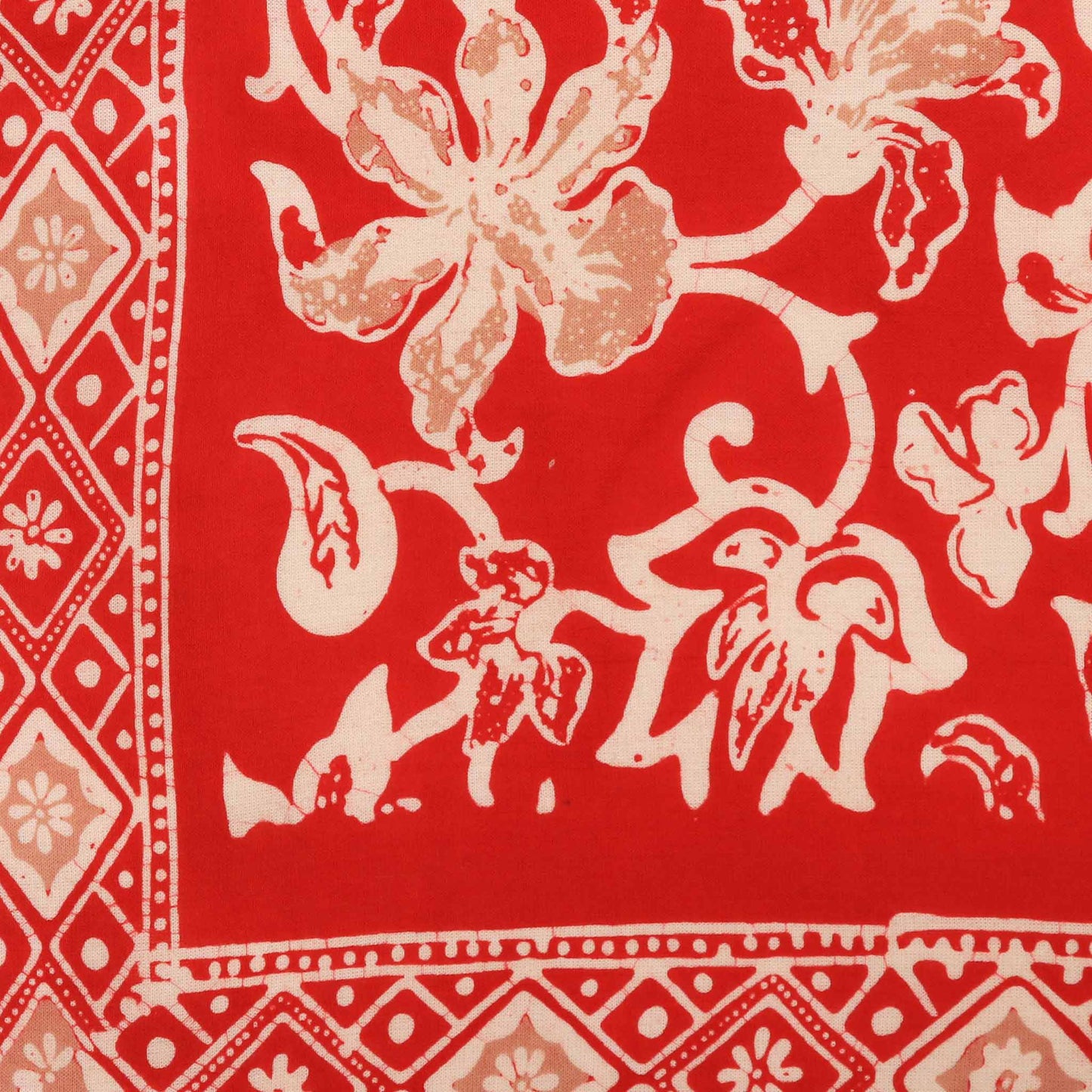 Large Hand-Dyed Batik Bandana | Fiery Flora