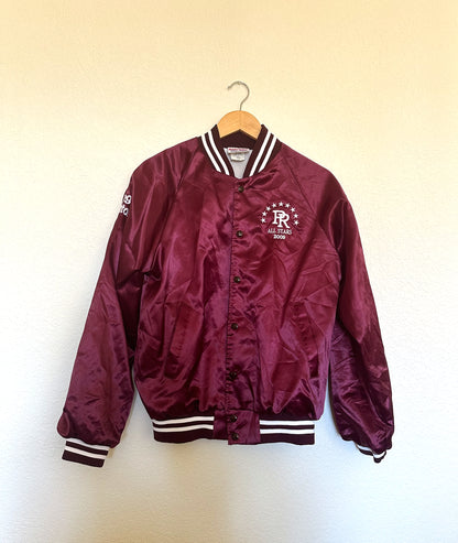 Vintage Burgundy Bomber Jacket (Size Medium) image 0