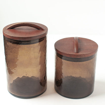 Small Hammered Glass Canister | Smoke