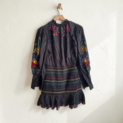 FARM Rio Navy Embroidered Mini Dress | Size X-Small