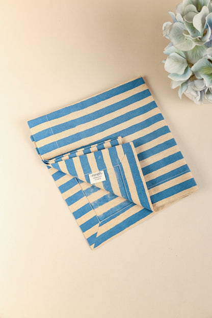 Oh! Stripes Blue Block Print Napkins | Set of 4