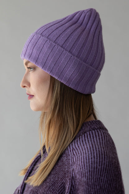 Ribbed Baby Alpaca Beanie | Iris