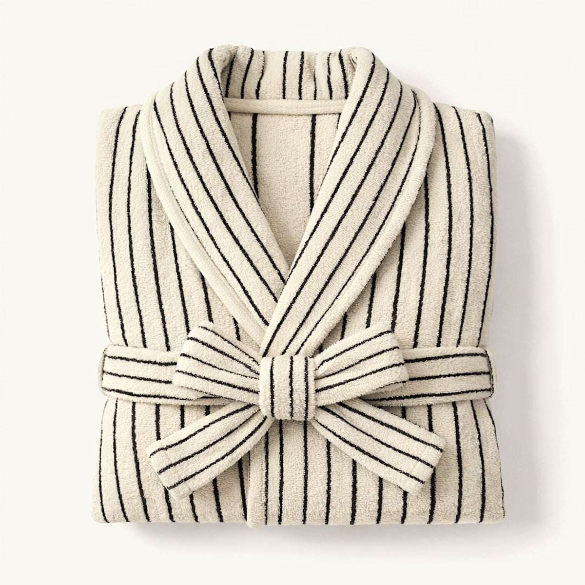 Scandi Retro 100% Long-stapled Cotton Stripe Hooded Bathrobe