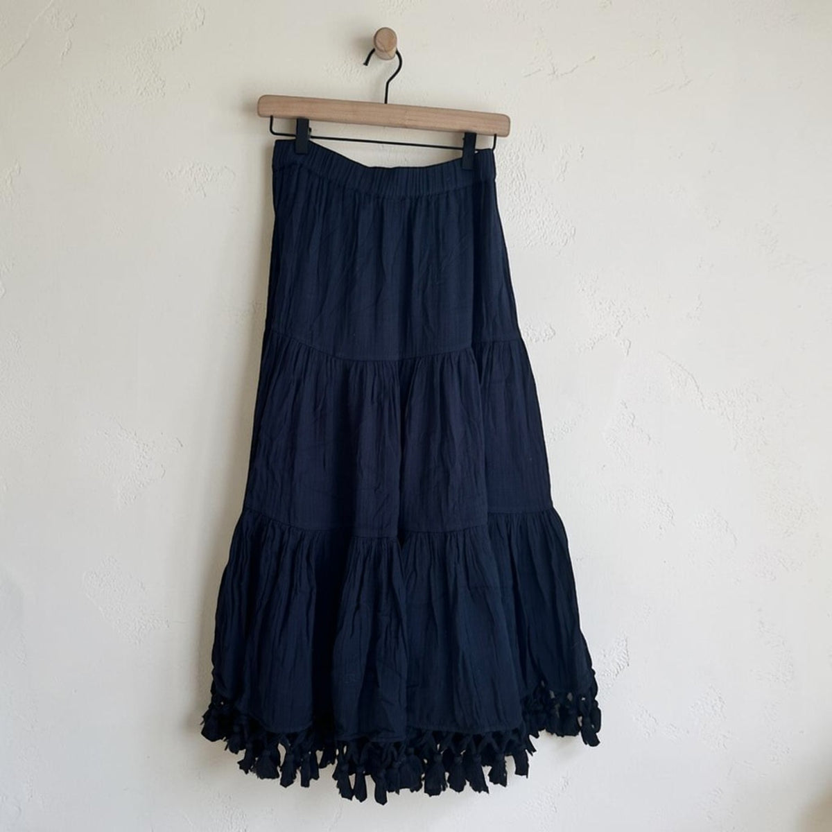 Black Maxi Skirt with Tassels | Size Small