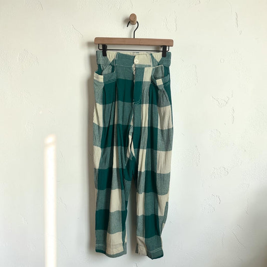 Green Plaid High Waisted Trousers | Size X-Small