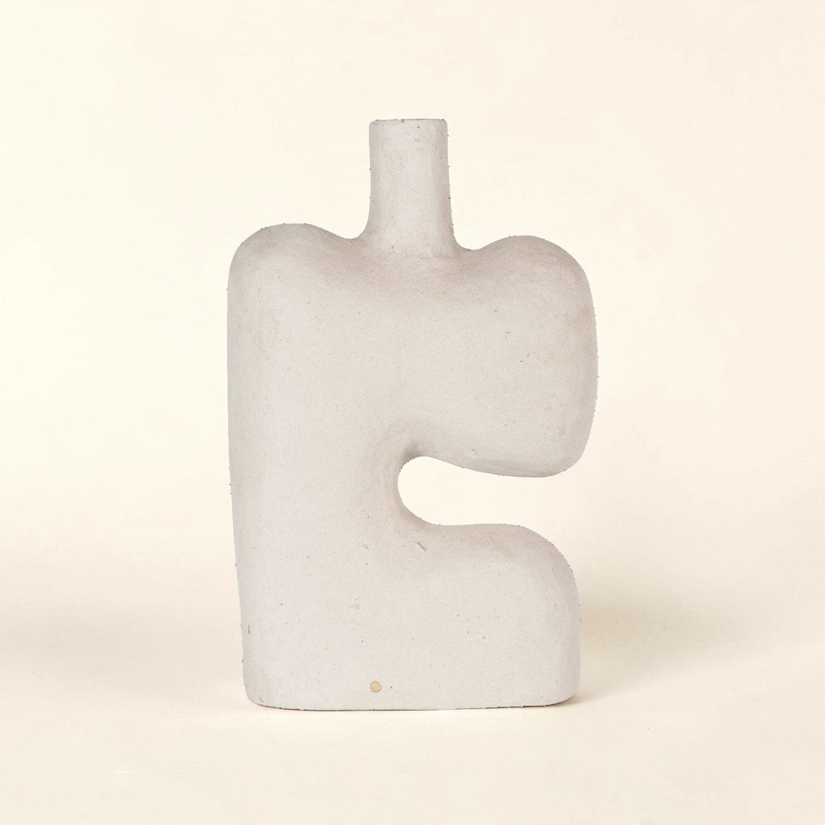 Good Bounty Aliya hand-crafted white paper mache decorative vessel with a unique abstract sculptural shape