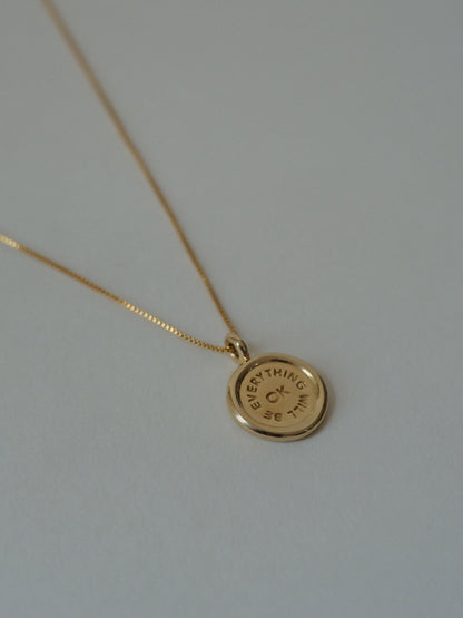 Everything Will Be OK Charm on Box Chain Necklace