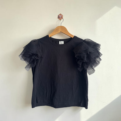 Joie Black Puff Tulle Sleeve Top | Size Small