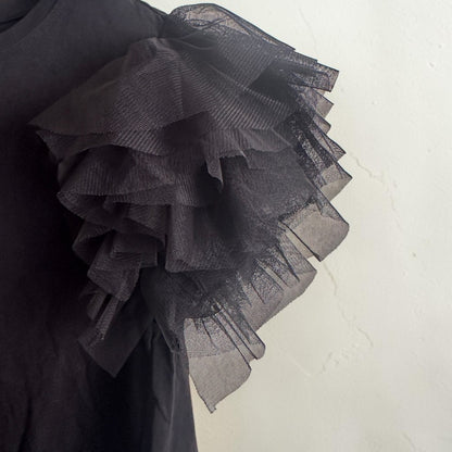Joie Black Puff Tulle Sleeve Top | Size Small