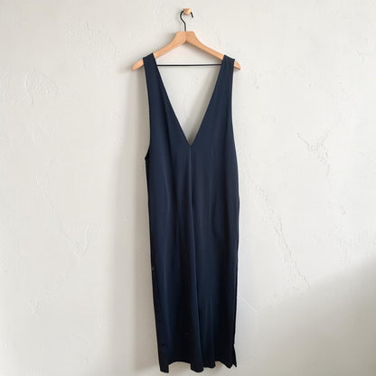 Navy Deep Plunge Wide Leg Jumpsuit | Size Medium