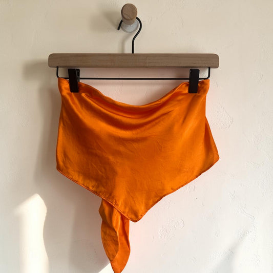 Amanda Uprichard Orange Bandana-Hem Top | Size Small