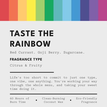 Taste the Rainbow Candle | Red Currant & Goji Berry