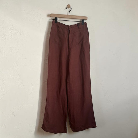 Cocoa High-Rise Linen Pants | Size 4