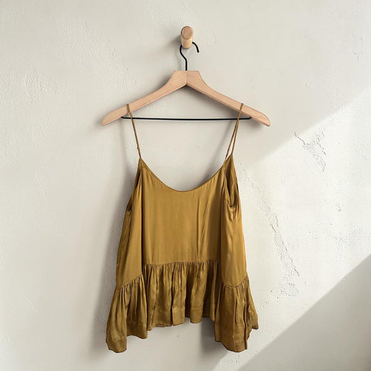Gold Soft Peplum Camisole Top | Size 2