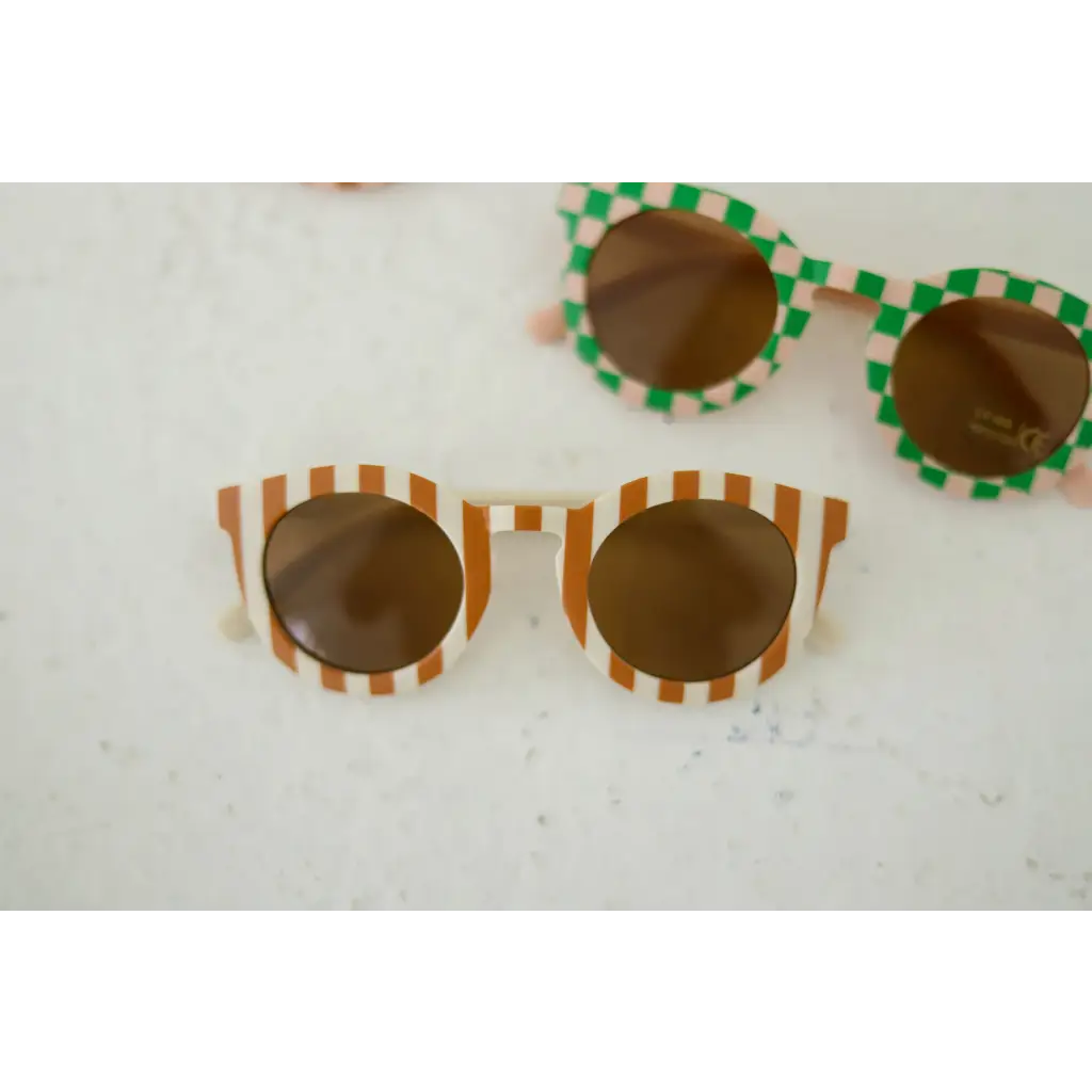 Striped Baby Sunnies for Kids | White + Brown