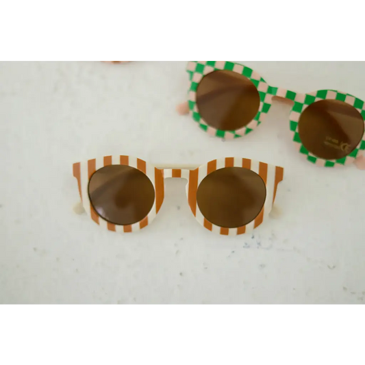 Striped Baby Sunnies for Kids | White + Brown