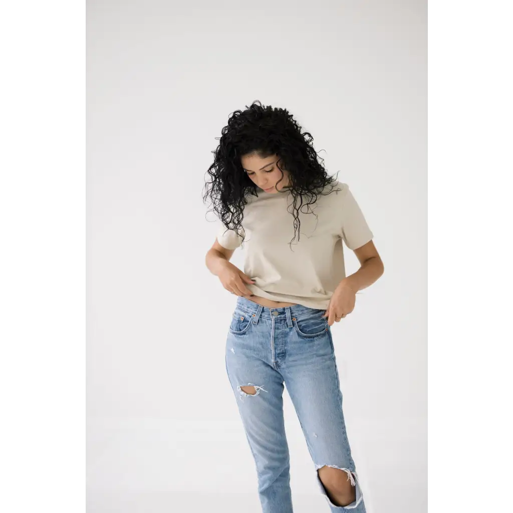 Mom Crop | Bone White