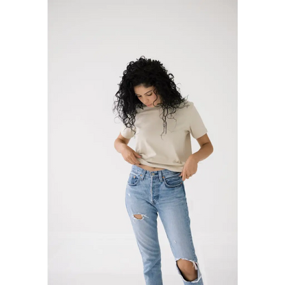Mom Crop | Bone White
