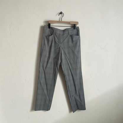 High Waisted Grey Plaid Wool Pants | Size 4