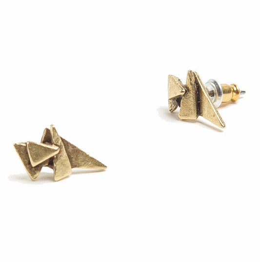 Triangle Stack Stud Earrings | 24K Gold Plate