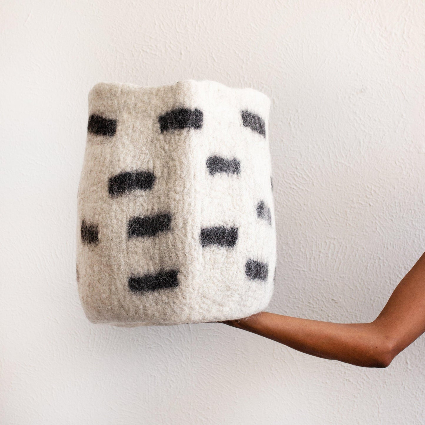 Tribal Repeat Wool Storage Basket | Black and Ivory