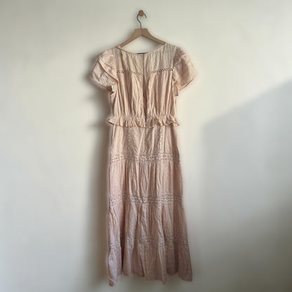 Beige Cotton Midi Dress | Size Medium