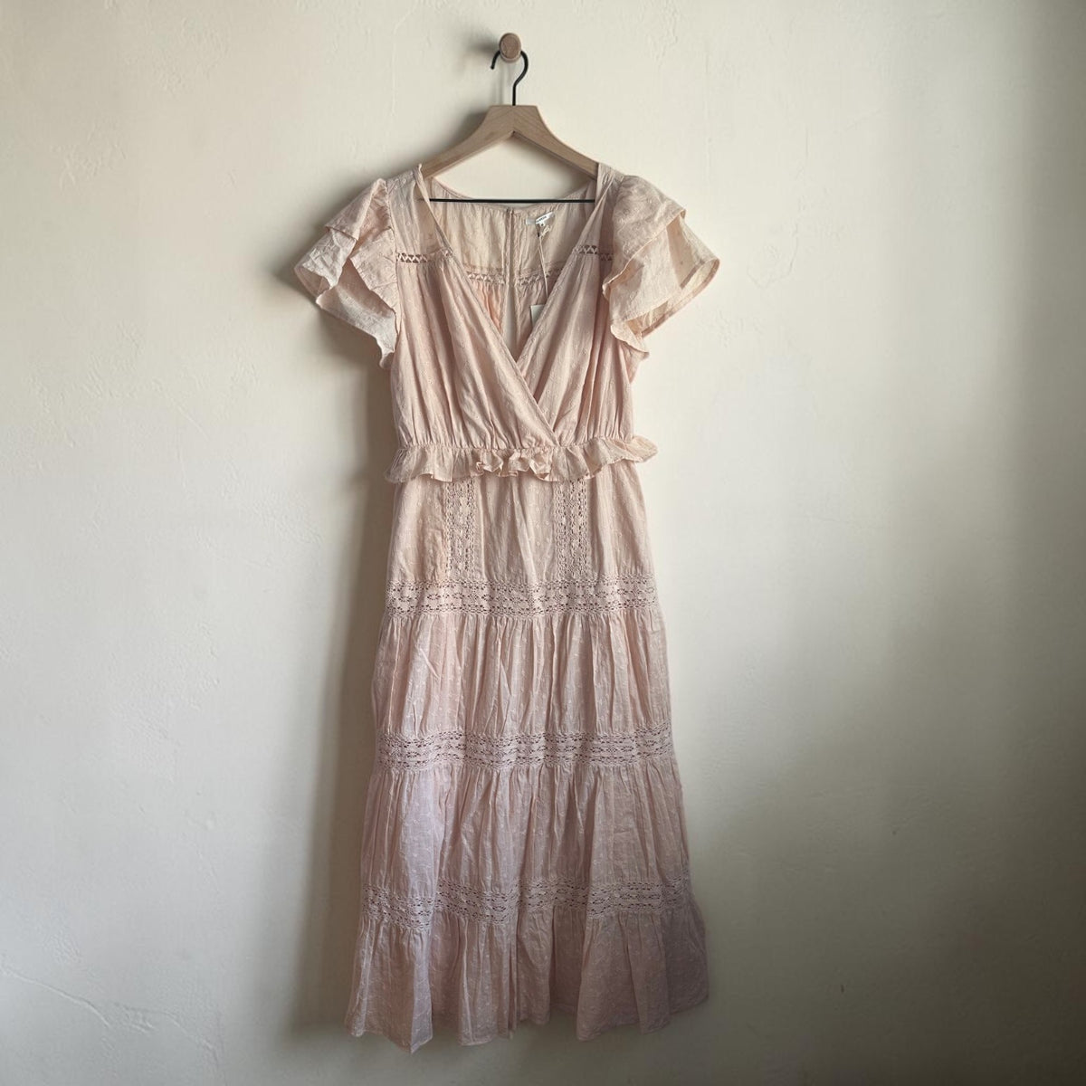 Beige Cotton Midi Dress | Size Medium