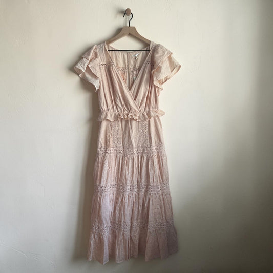 Beige Cotton Midi Dress | Size Medium