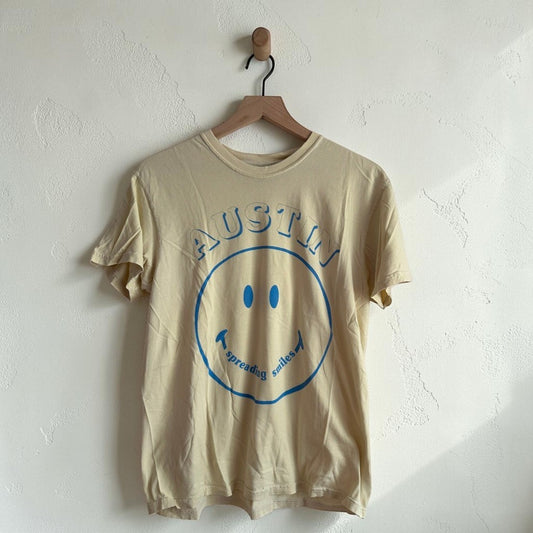 Austin + Smiley Face Graphic T-Shirt | Size Medium