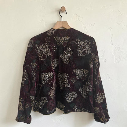 Vintage Gold Embroidered Velvet Jacket | Size 10