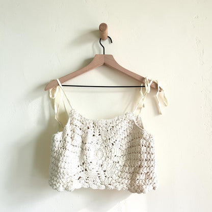 Ivory Crochet Crop Top | Size Large